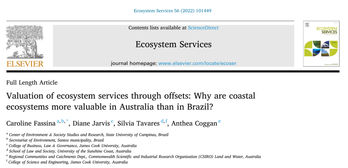 Valuation of ecosystem services through offsets: Why are coastal ecosystems more valuable in Australia than in Brazil?